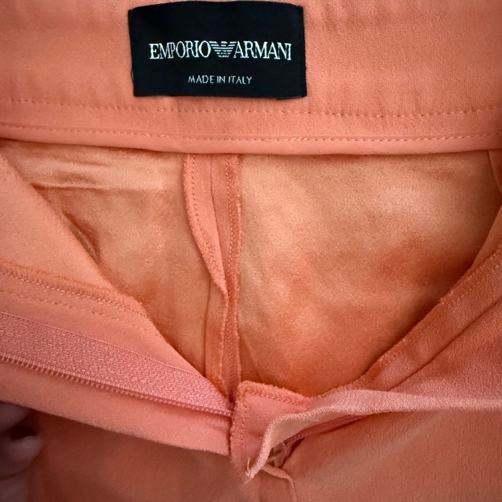 Emporio Armani Peach Silk Two-Piece Set | Top & Shorts | Made in Italy